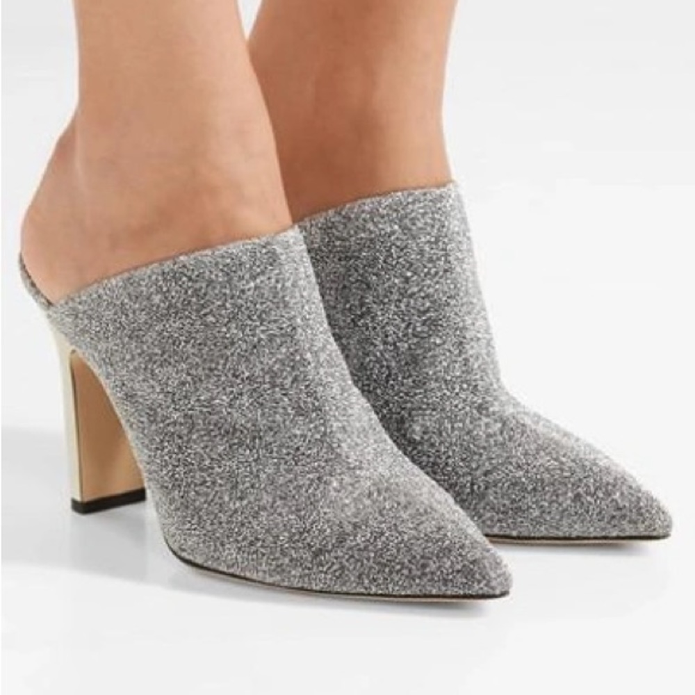 🪩 Paul Andrew Truitt Metallic Fabric Mule Pump In Gunmetal
